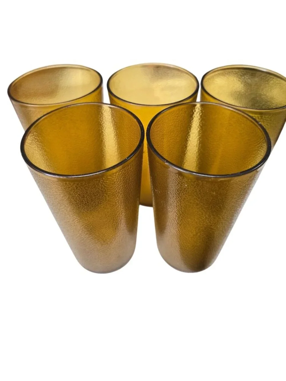 Vintage Amber Texan Ware Plastic Tumbler Juice Water Cup #312 Set of (5) Retro